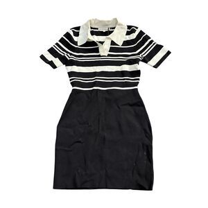 English Factory Women's Striped Polo Knit Dress Color block Size‎ Small Sweater